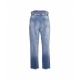 Mom jeans con cintura logo blu