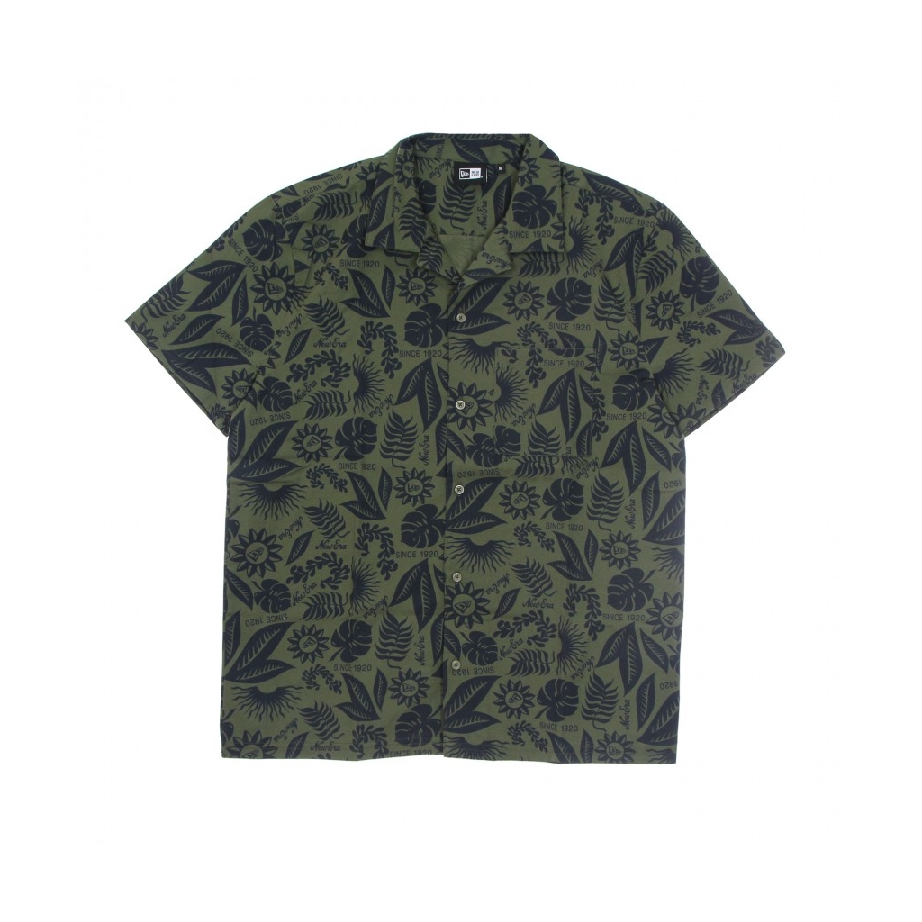 CAMICIA MANICA CORTA UOMO NE FLORAL ALL OVER PRINT REVERE SHIRT NEW OLIVE/NAVY