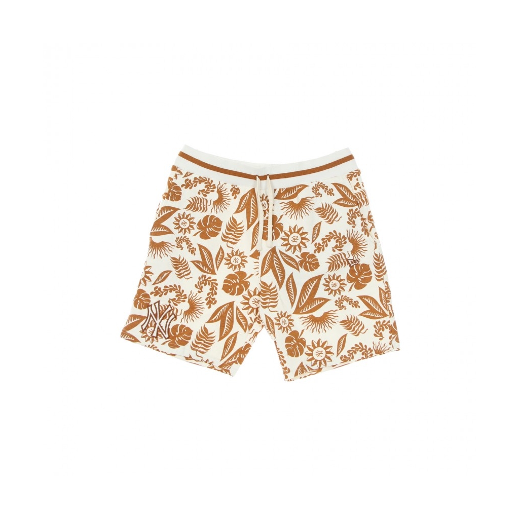 PANTALONE CORTO UOMO MLB FLORAL ALL OVER PRINT SHORT NEYYAN OFF WHITE/TOFFEE