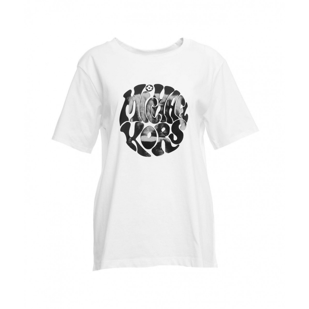T-shirt con stampa logo bianco