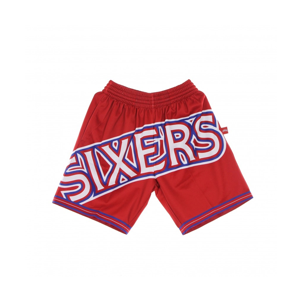 PANTALONCINO TIPO BASKET UOMO NBA BIG FACE BLOWN OUT FASHION SHORT HARDWOOD CLASSICS PHI76E RED/ORIGINAL TEAM COLORS