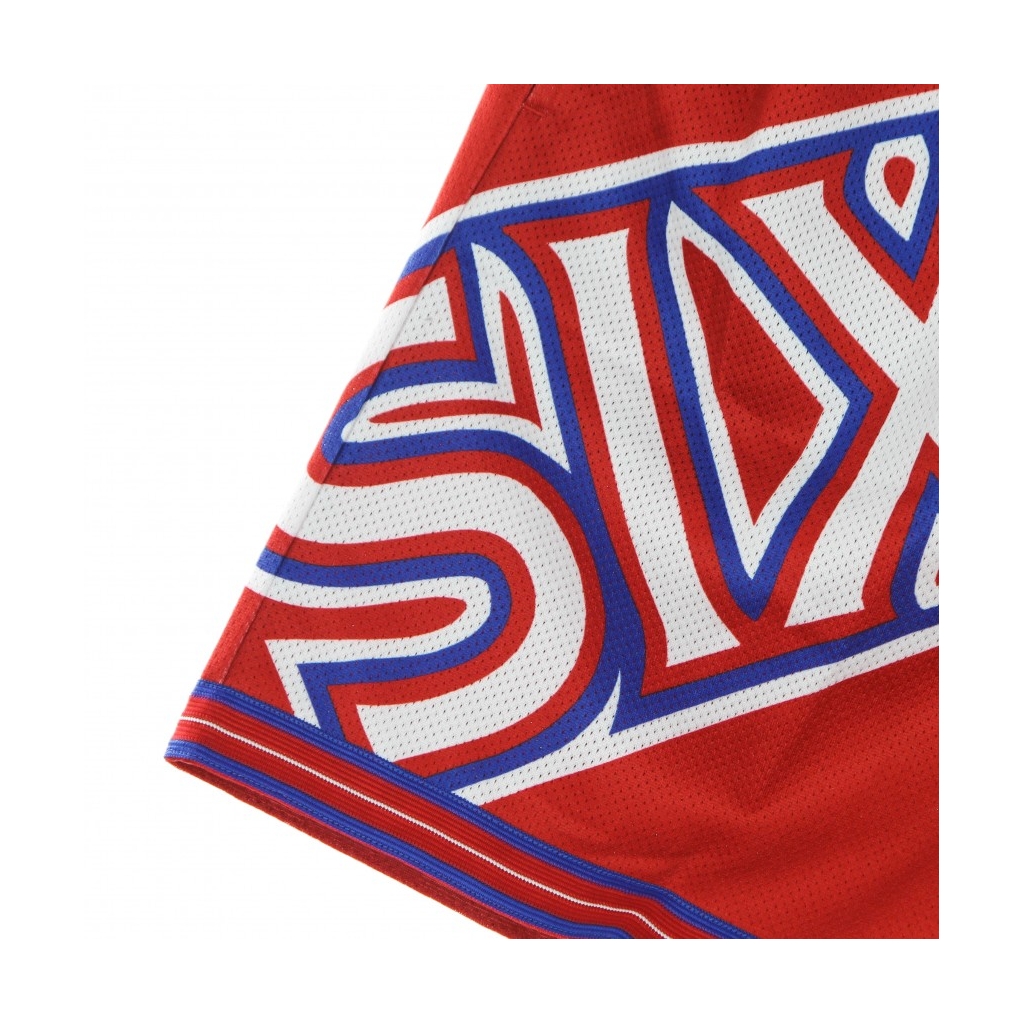 PANTALONCINO TIPO BASKET UOMO NBA BIG FACE BLOWN OUT FASHION SHORT HARDWOOD CLASSICS PHI76E RED/ORIGINAL TEAM COLORS