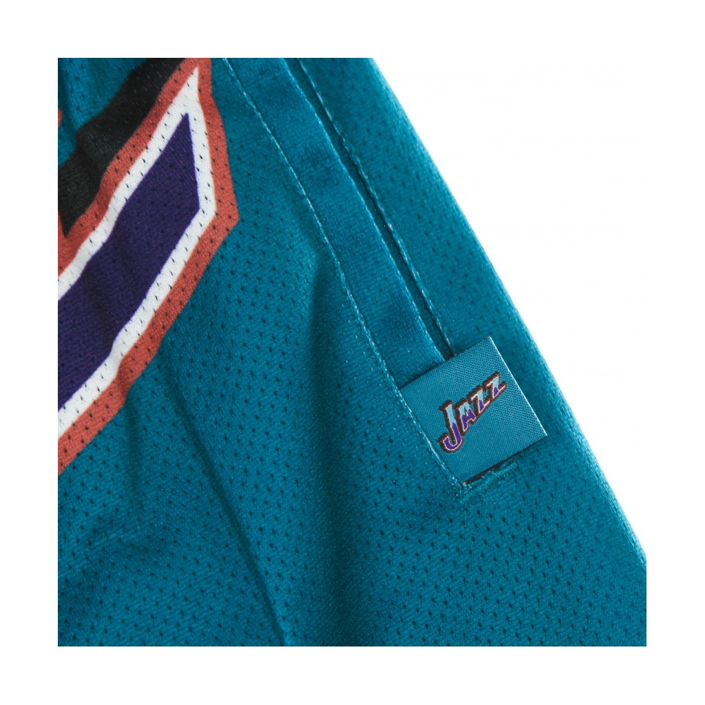 PANTALONCINO TIPO BASKET UOMO NBA BIG FACE BLOWN OUT FASHION SHORT HARDWOOD CLASSICS UTAJAZ TEAL/ORIGINAL TEAM COLORS