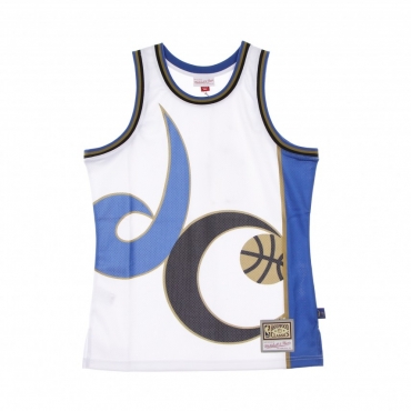 CANOTTA TIPO BASKET UOMO NBA BIG FACE BLOWN OUT FASHION JERSEY HARDWOOD CLASSICS WASWIZ WHITE/ORIGINAL TEAM COLORS