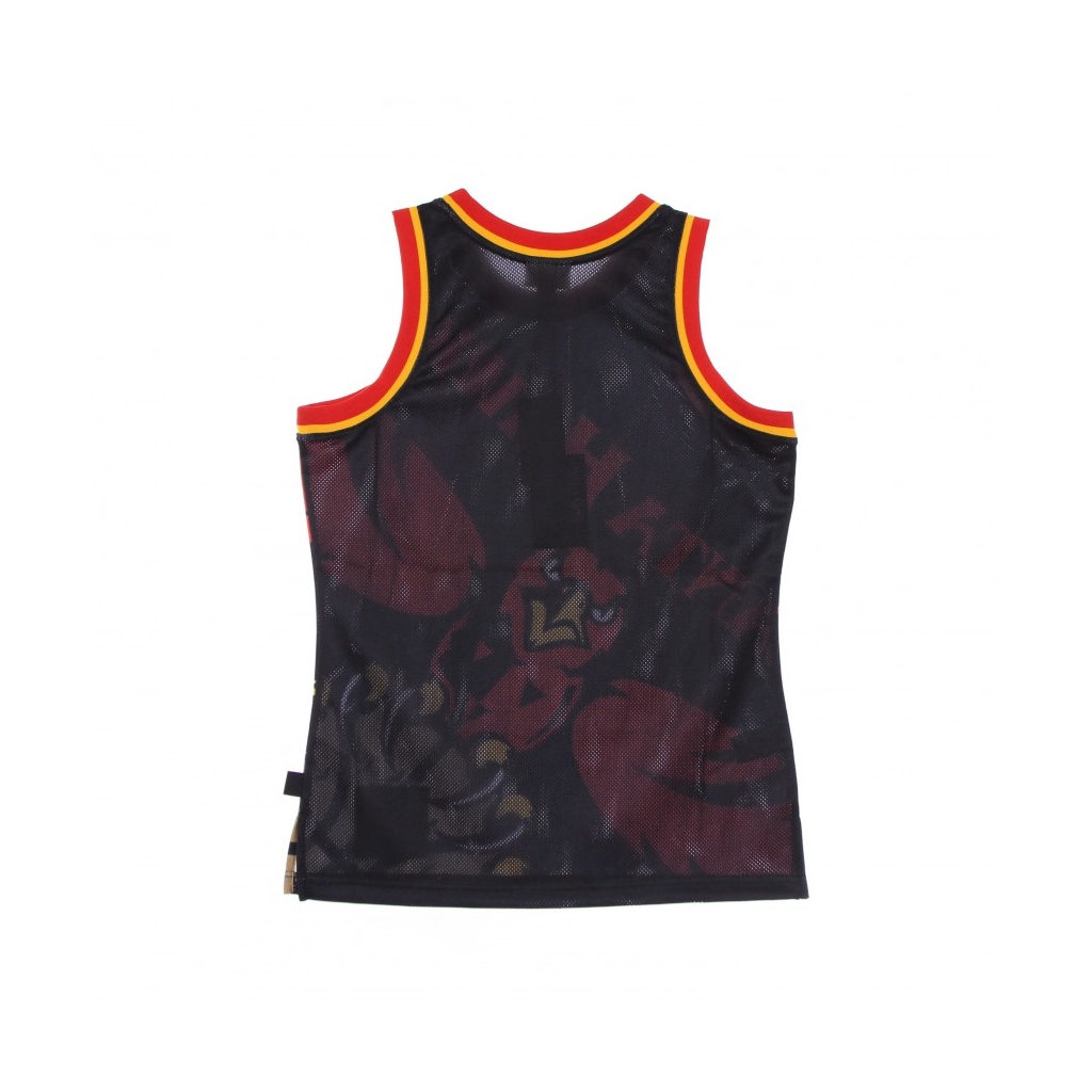 CANOTTA TIPO BASKET UOMO NBA BIG FACE BLOWN OUT FASHION JERSEY HARDWOOD CLASSICS ATLHAW BLACK/ORIGINAL TEAM COLORS