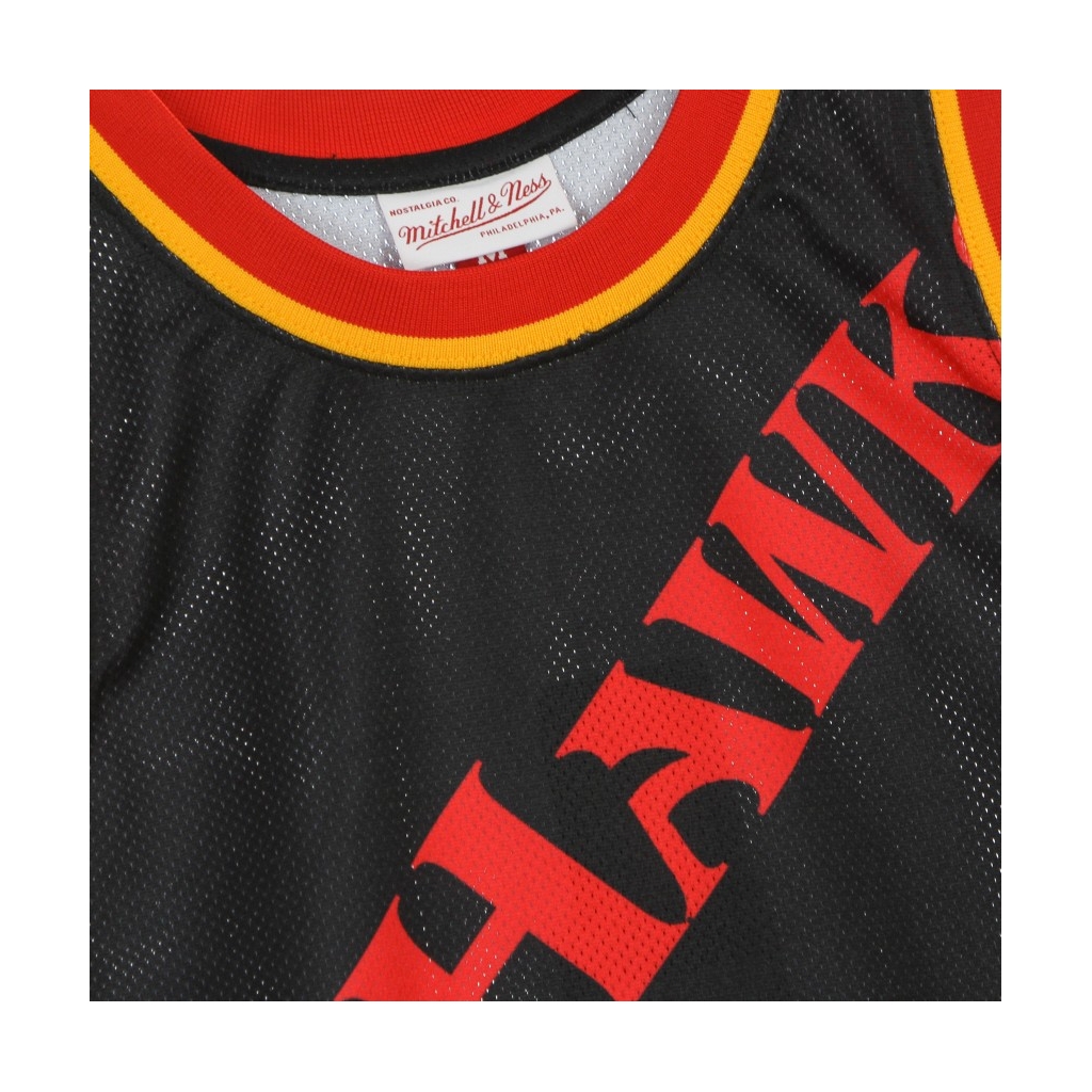 CANOTTA TIPO BASKET UOMO NBA BIG FACE BLOWN OUT FASHION JERSEY HARDWOOD CLASSICS ATLHAW BLACK/ORIGINAL TEAM COLORS