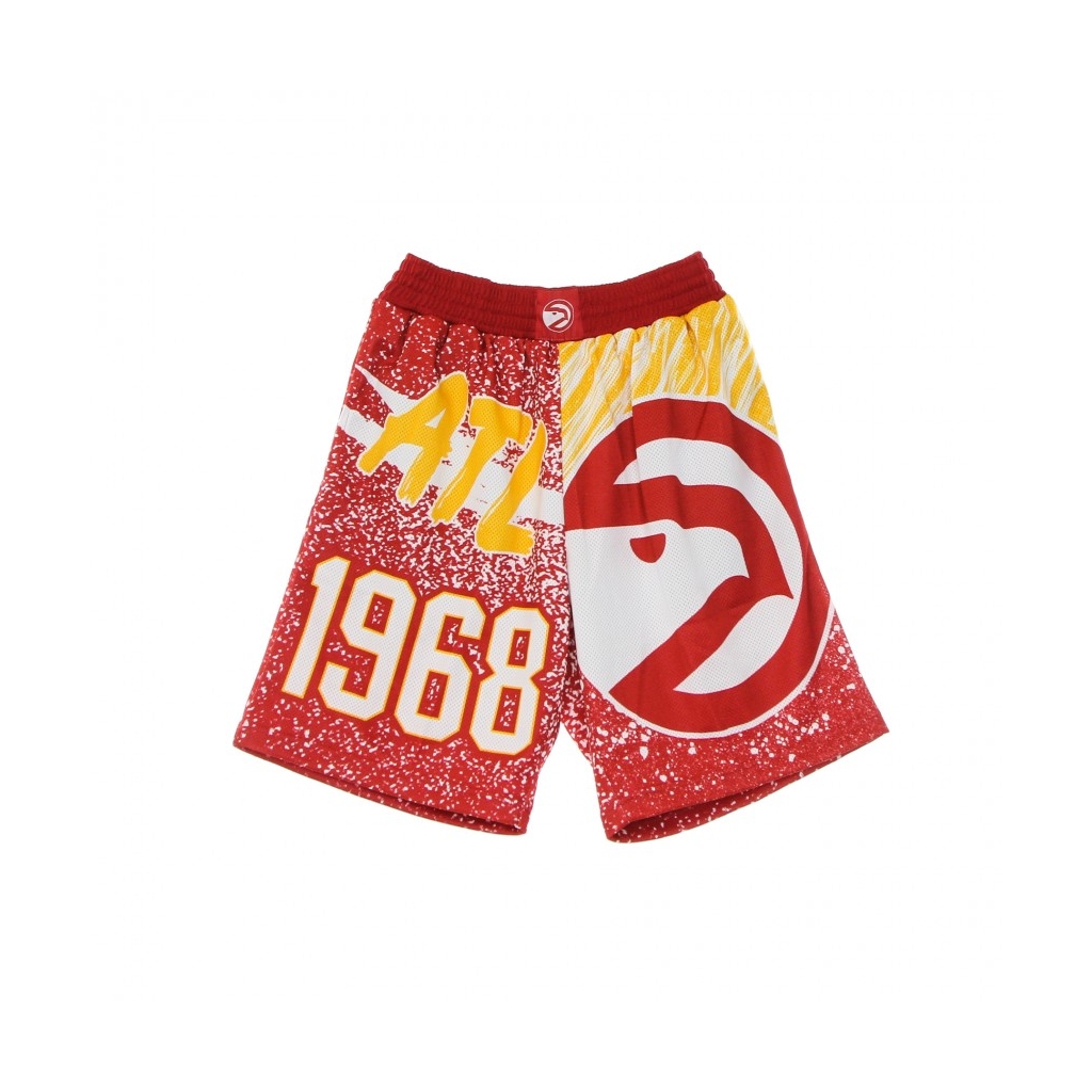 PANTALONCINO TIPO BASKET UOMO NBA JUMBOTRON SUBLIMATED MESH SHORTS HARDWOOD CLASSICS ATLHAW SCARLET/ORIGINAL TEAM COLORS