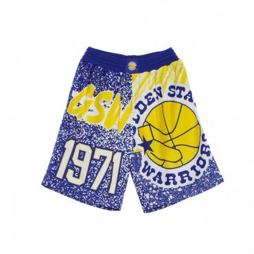 PANTALONCINO TIPO BASKET UOMO NBA JUMBOTRON SUBLIMATED MESH SHORTS HARDWOOD CLASSICS GOLWAR ROYAL/ORIGINAL TEAM COLORS