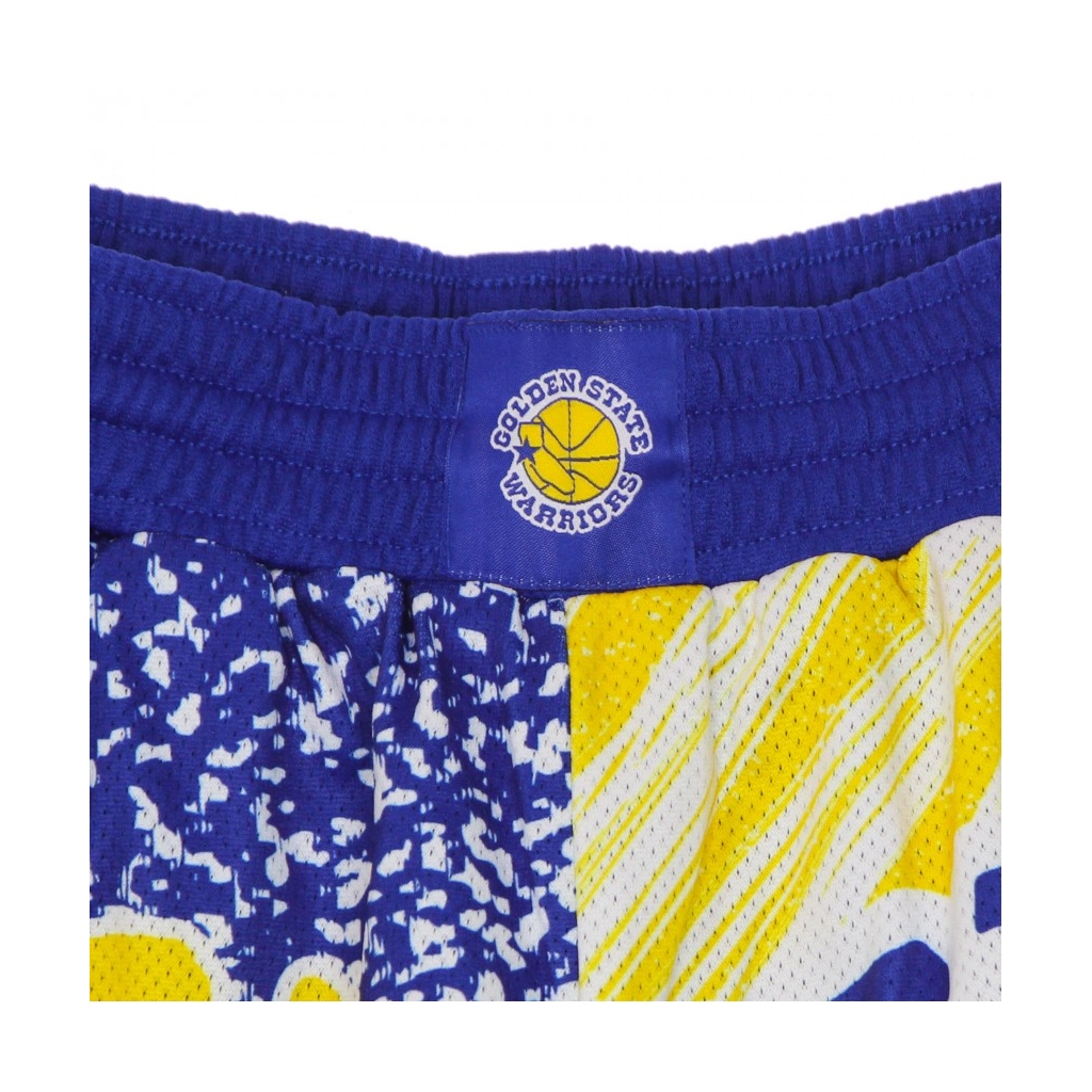 PANTALONCINO TIPO BASKET UOMO NBA JUMBOTRON SUBLIMATED MESH SHORTS HARDWOOD CLASSICS GOLWAR ROYAL/ORIGINAL TEAM COLORS