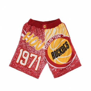 PANTALONCINO TIPO BASKET UOMO NBA JUMBOTRON SUBLIMATED MESH SHORTS HARDWOOD CLASSICS HOUROC SCARLET/ORIGINAL TEAM COLORS