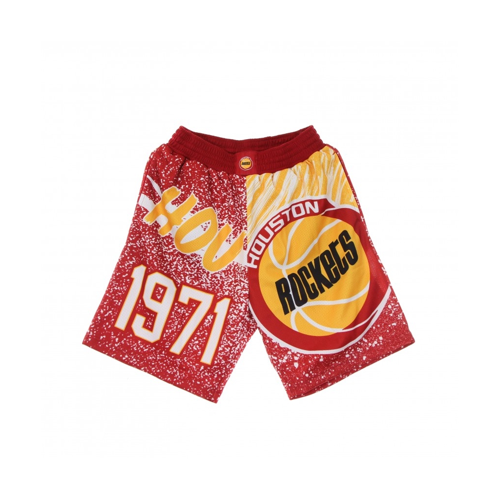 PANTALONCINO TIPO BASKET UOMO NBA JUMBOTRON SUBLIMATED MESH SHORTS HARDWOOD CLASSICS HOUROC SCARLET/ORIGINAL TEAM COLORS