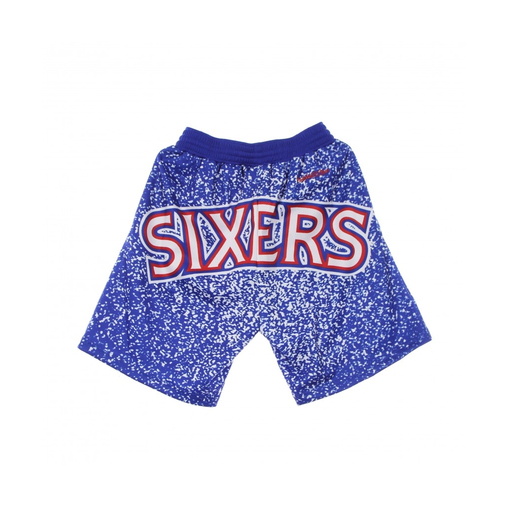 PANTALONCINO TIPO BASKET UOMO NBA JUMBOTRON SUBLIMATED MESH SHORTS HARDWOOD CLASSICS PHI76E ROYAL/ORIGINAL TEAM COLORS