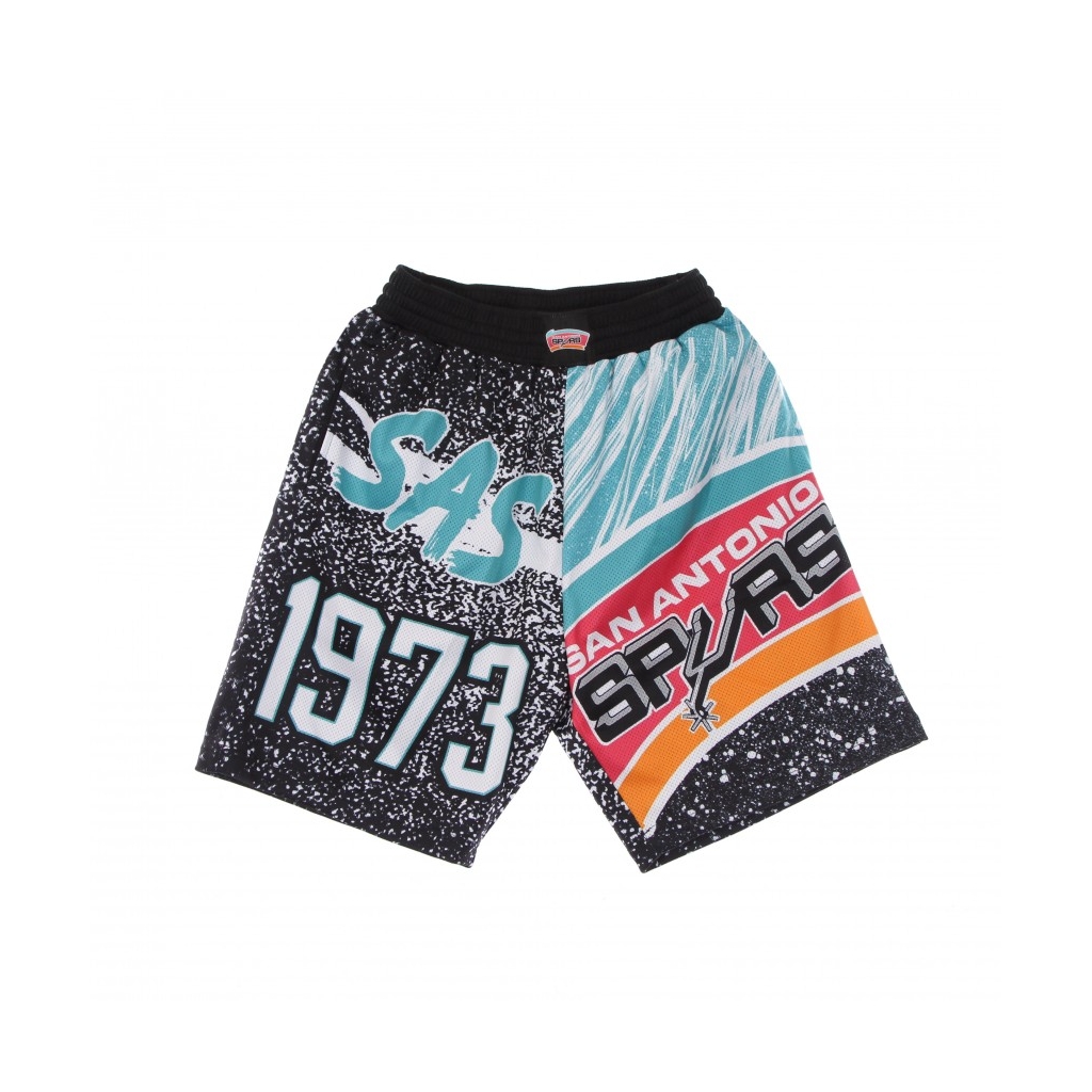 PANTALONCINO TIPO BASKET UOMO NBA JUMBOTRON SUBLIMATED MESH SHORTS HARDWOOD CLASSICS SAASPU BLACK/ORIGINAL TEAM COLORS