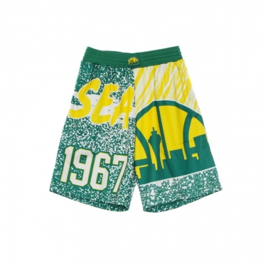 PANTALONCINO TIPO BASKET UOMO NBA JUMBOTRON SUBLIMATED MESH SHORTS HARDWOOD CLASSICS SEASUP KELLY GREEN/ORIGINAL TEAM COLORS