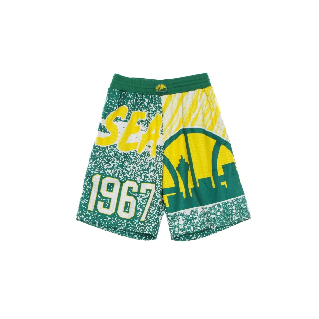 PANTALONCINO TIPO BASKET UOMO NBA JUMBOTRON SUBLIMATED MESH SHORTS HARDWOOD CLASSICS SEASUP KELLY GREEN/ORIGINAL TEAM COLORS