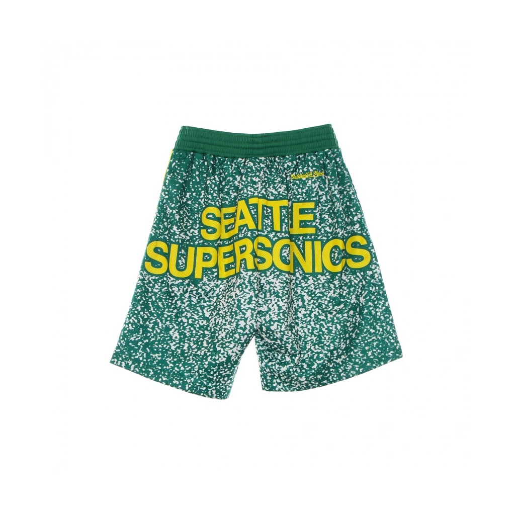 PANTALONCINO TIPO BASKET UOMO NBA JUMBOTRON SUBLIMATED MESH SHORTS HARDWOOD CLASSICS SEASUP KELLY GREEN/ORIGINAL TEAM COLORS