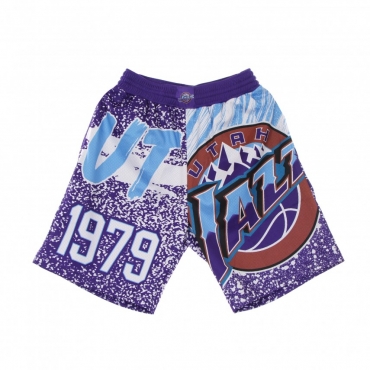 PANTALONCINO TIPO BASKET UOMO NBA JUMBOTRON SUBLIMATED MESH SHORTS HARDWOOD CLASSICS UTAJAZ PURPLE/ORIGINAL TEAM COLORS