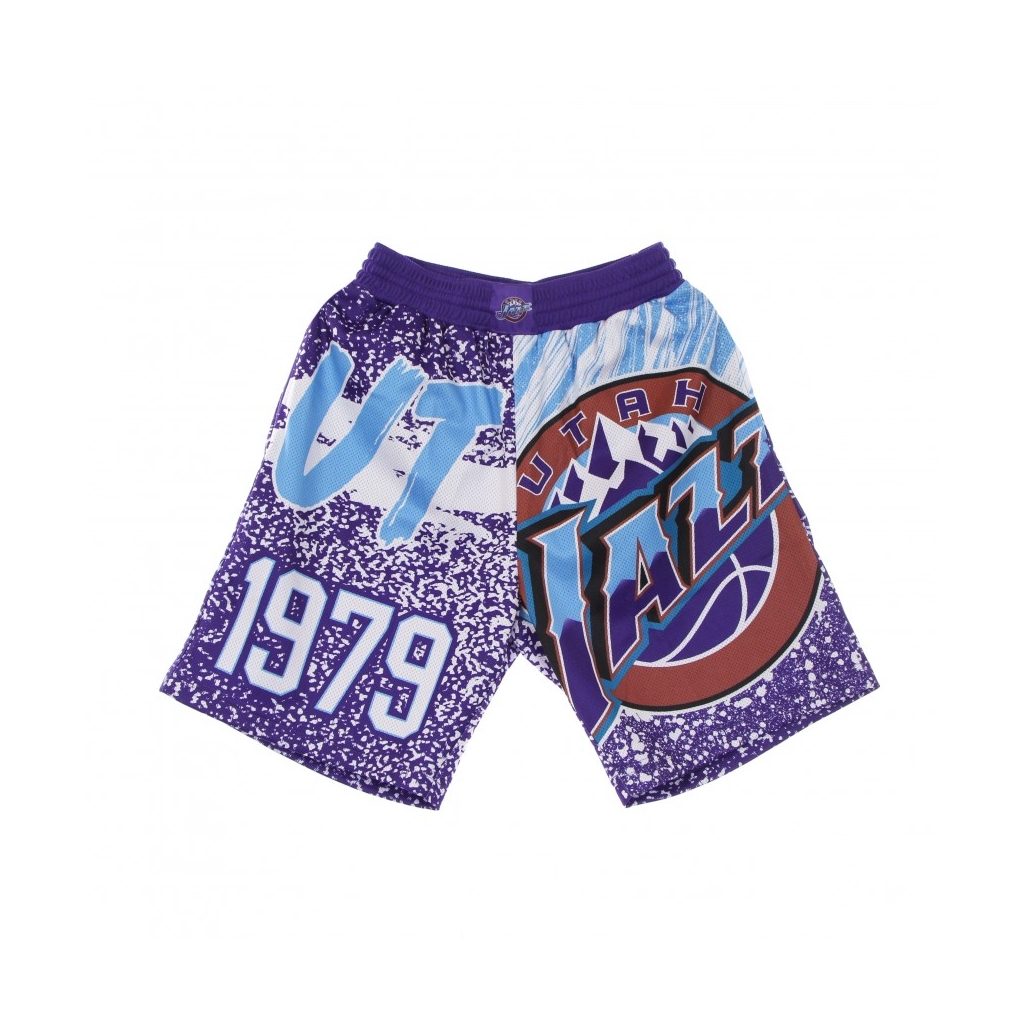 PANTALONCINO TIPO BASKET UOMO NBA JUMBOTRON SUBLIMATED MESH SHORTS HARDWOOD CLASSICS UTAJAZ PURPLE/ORIGINAL TEAM COLORS