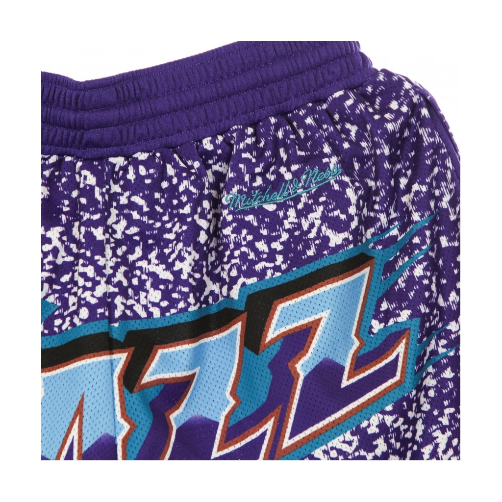 PANTALONCINO TIPO BASKET UOMO NBA JUMBOTRON SUBLIMATED MESH SHORTS HARDWOOD CLASSICS UTAJAZ PURPLE/ORIGINAL TEAM COLORS