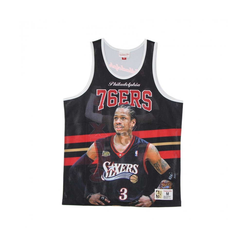 CANOTTA TIPO BASKET UOMO NBA BEHIND THE BACK TANK ALLEN IVERSON HARDWOOD CLASSICS PHI76E BLACK