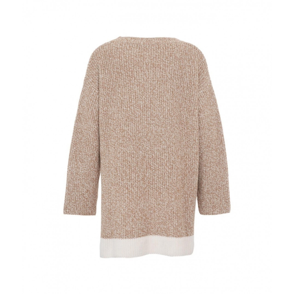 Maglione in lana con collo staccabile beige