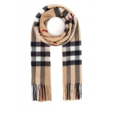 SCIARPA MU GIANT CHECK BEIGE