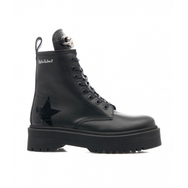 Combat boots con dettaglio di catena nero
