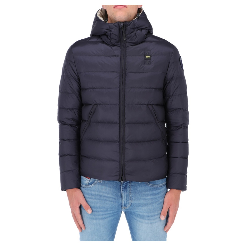 Piumino Blauer Usa Uomo Cappuccio Basic 90/10 Piuma 795GP BLU