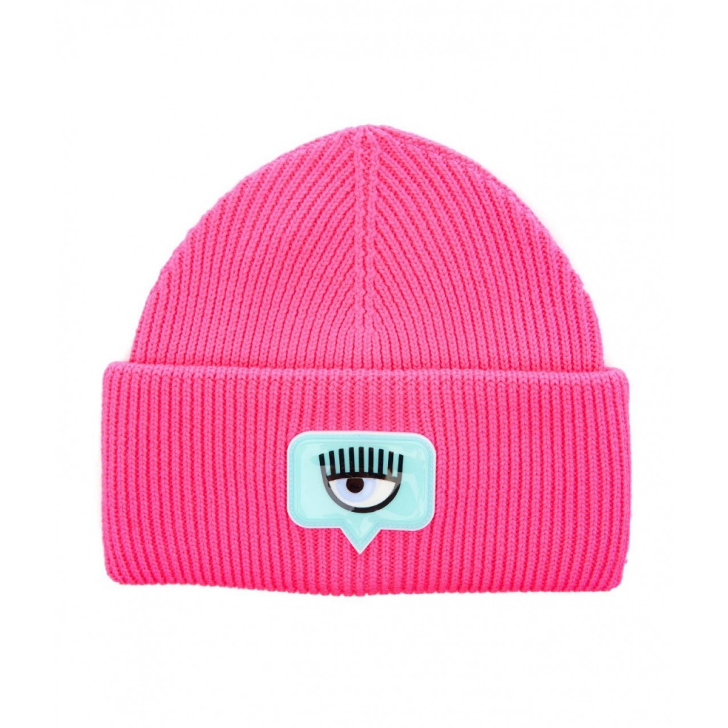 Beanie con logo patch pink
