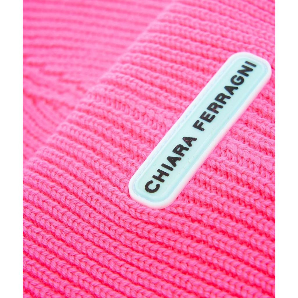 Beanie con logo patch pink