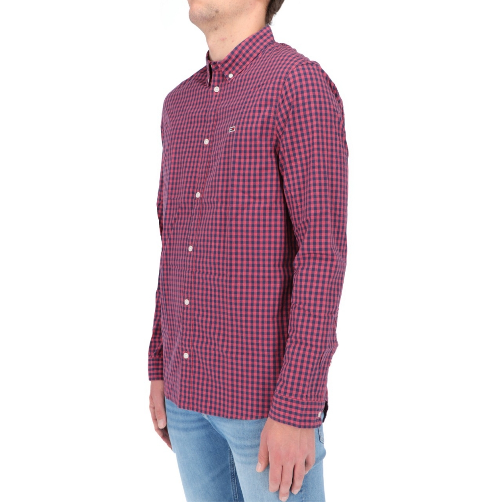 Camicia Tommy Hilfiger Jeans Uomo Heather Gingham XNL DEEP CRIMSON