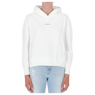 Felpa Calvin Klein Jeans Donna Micro Branding Hoodie YAF BRIGHT WHITE