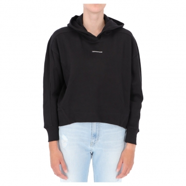 Felpa Calvin Klein Jeans Donna Micro Branding Hoodie BEH CK BLACK