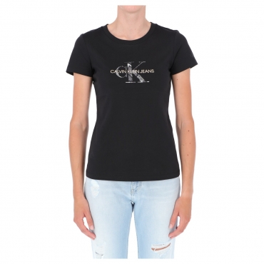 Tshirt Calvin Klein Jeans Donna Seasonal Filled Monog BEH CK BLACK