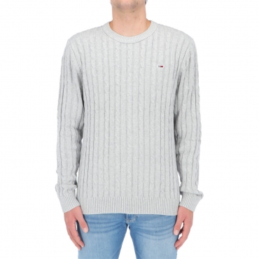Maglia Tommy Hilfiger Jeans Uomo Essential Cable Swet P01 LT GREY HTR