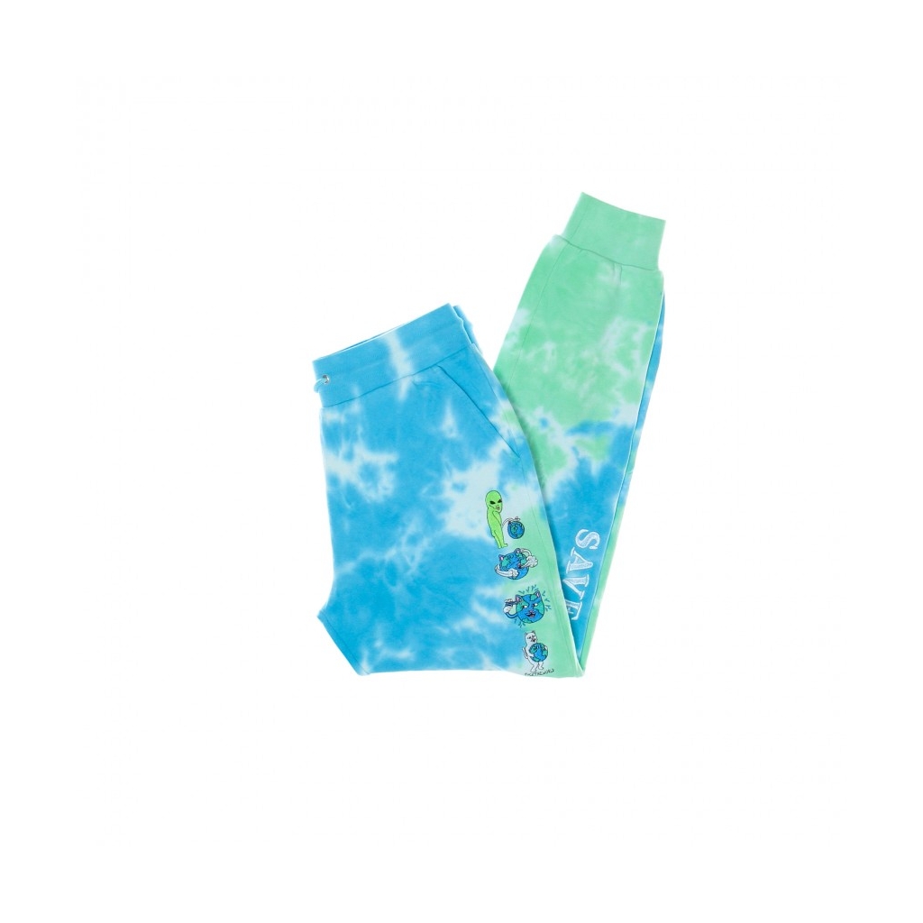 pantalone tuta leggero uomo save the world embroidered sweatpants AQUA/GREEN TIE DYE