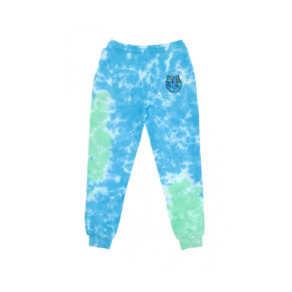 pantalone tuta leggero uomo save the world embroidered sweatpants AQUA/GREEN TIE DYE