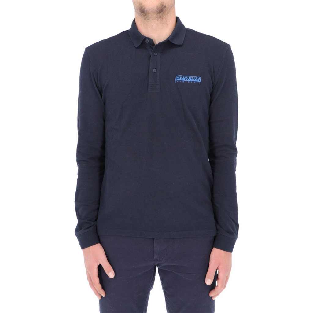 Polo Napapijri Uomo Erber 2 Manica Lunga Cotone 176 BLU MARINE