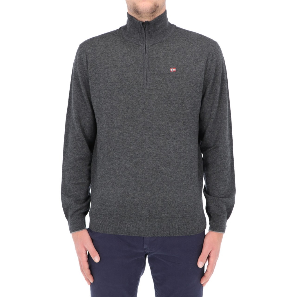 Maglia Napapijri Uomo Damavand H 3 Lana 100 Zip 197 DARK GREY