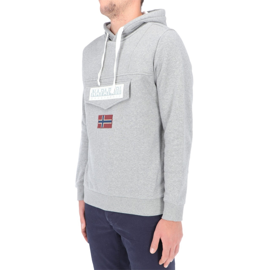 Felpa Napapijri Uomo Cappuccio Burgee Winter 160 MED GREY