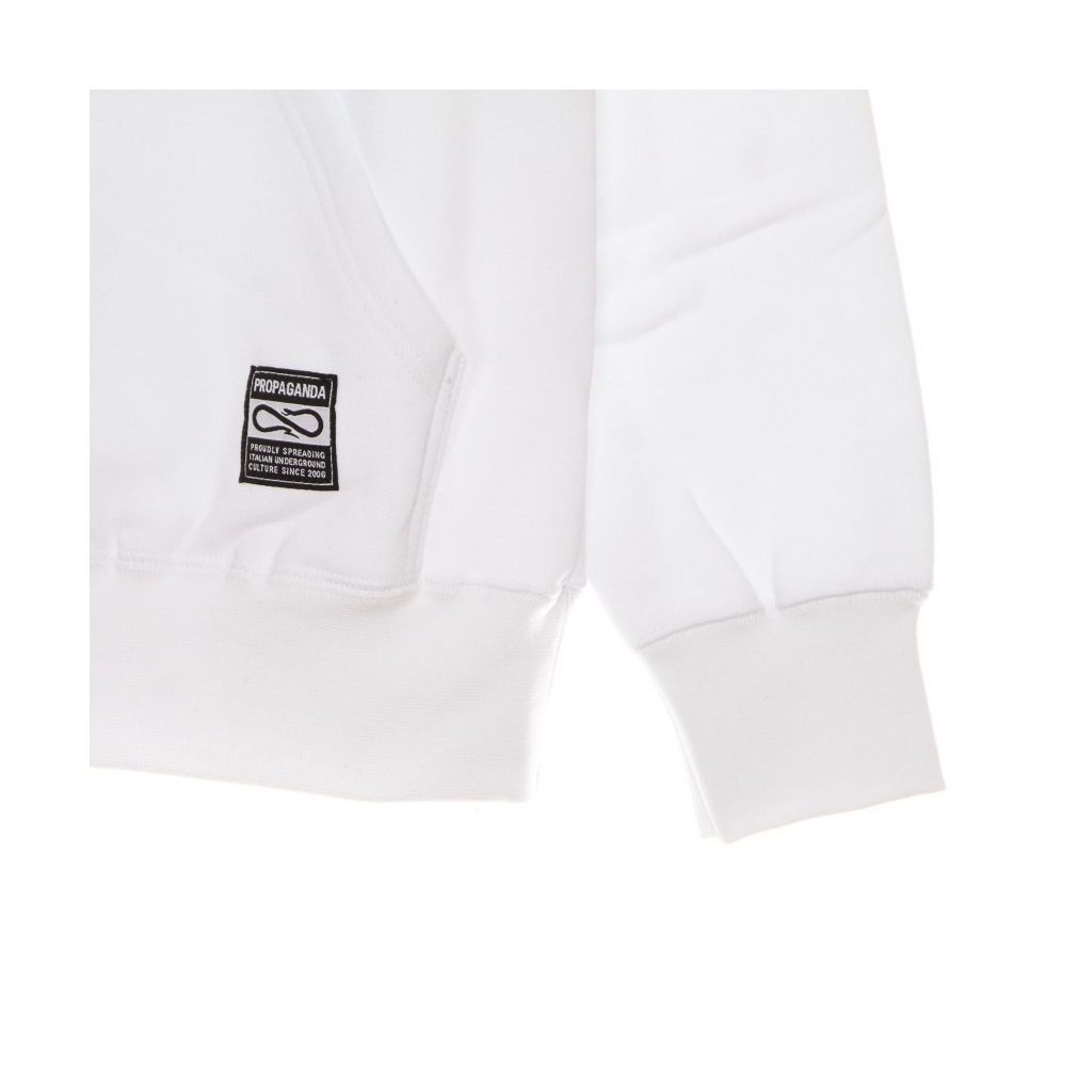 felpa cappuccio uomo label hoodie WHITE