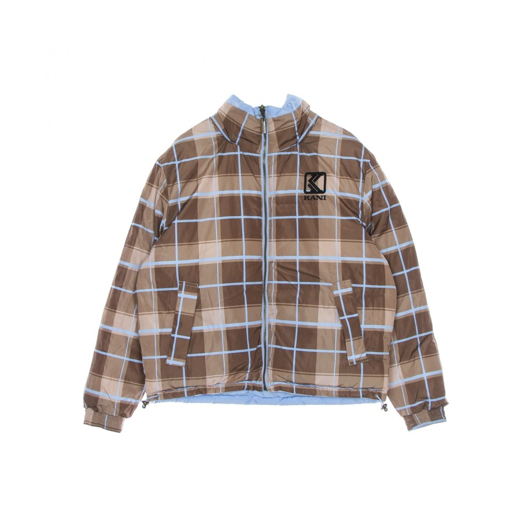 piumino donna retro reversible puffer jacket LIGHT BLUE/BROWN