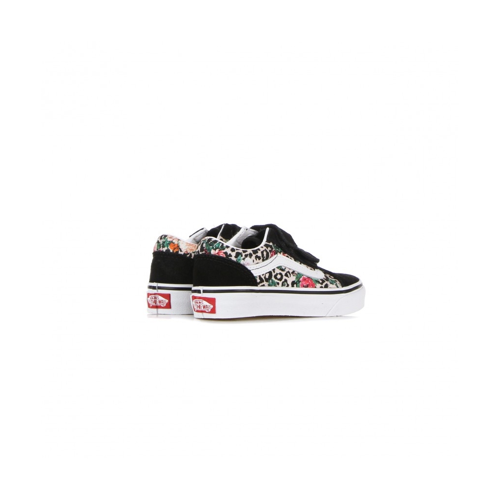 scarpa bassa bambino old skool v leopard floral BLACK TRUE WHITE