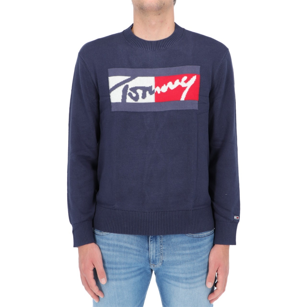 Maglia Tommy Hilfiger Jeans Uomo Branded Sweater C87 TWILIGHTNAVY