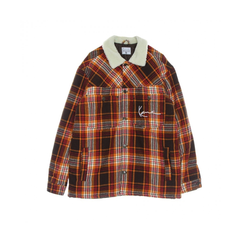 giacca coach jacket uomo chest signature flannel shirt jacket DARK RED