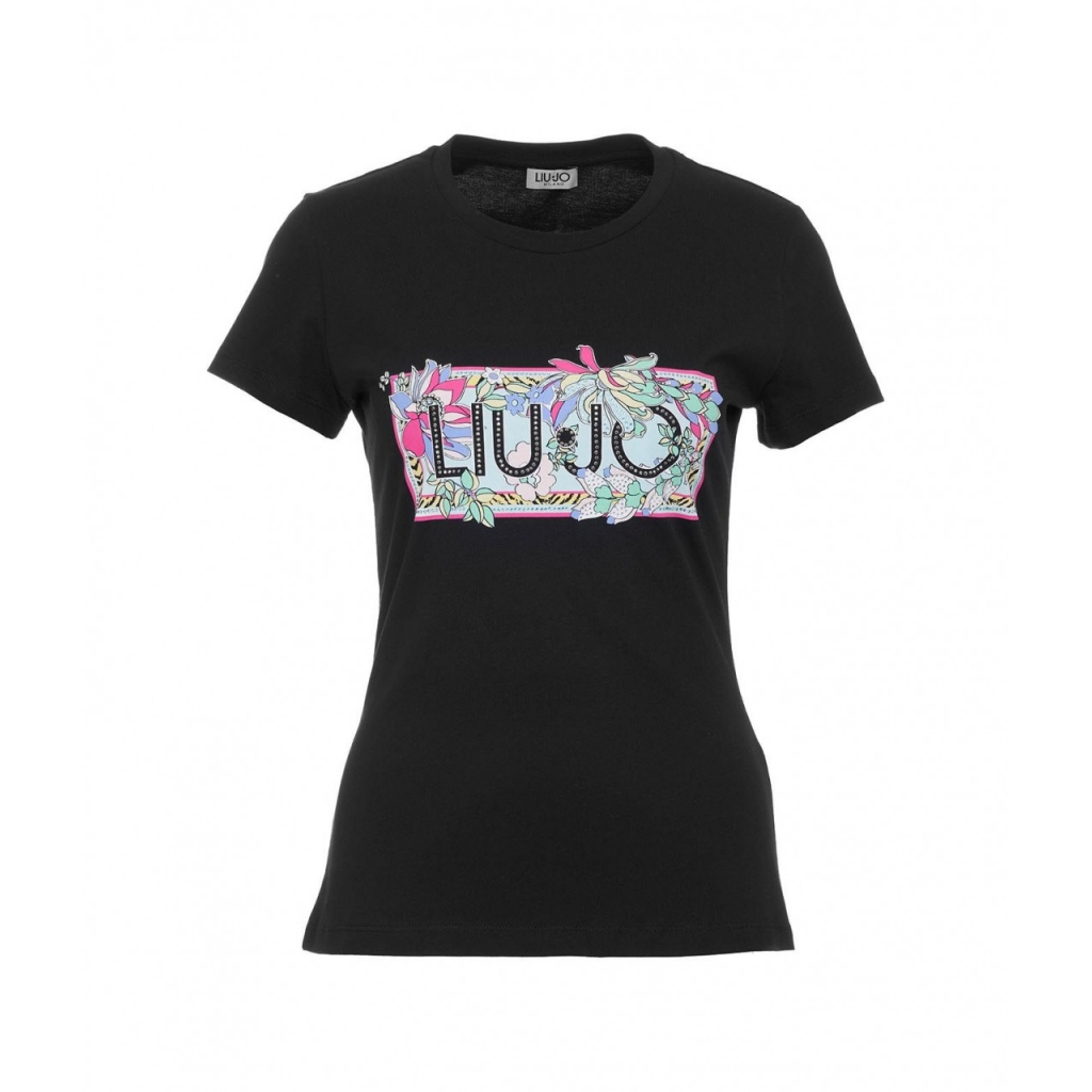 T-shirt con dettagli del logo nero