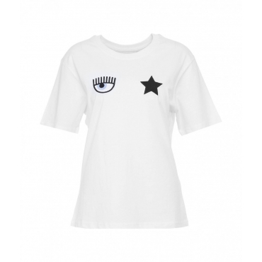 T-Shirt con ricamo logo bianco