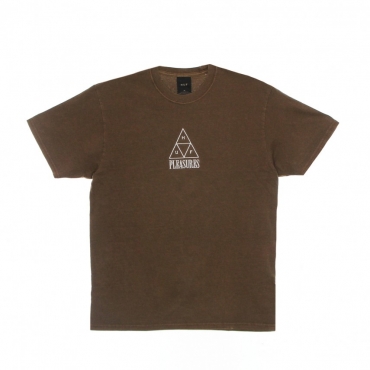 maglietta uomo huf dyed tee x pleasures BROWN