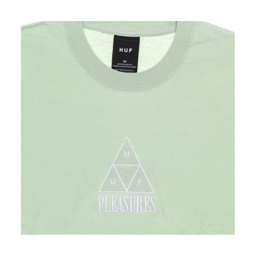 maglietta uomo huf dyed tee x pleasures GREEN