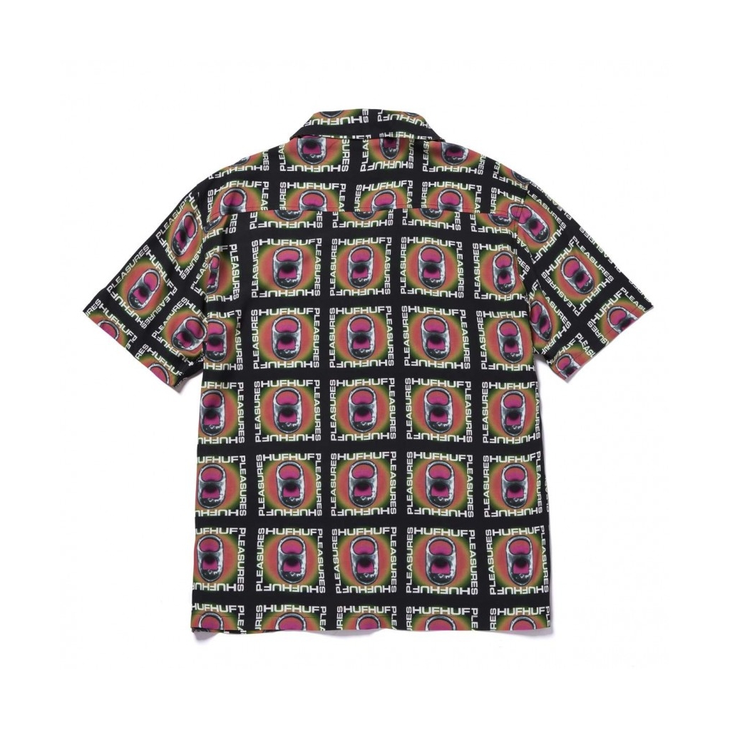 camicia manica corta uomo pop top rayon woven shirt x pleasures BLACK